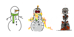 Eine GIF Animation für den Tag des brennenden Schneemanns.