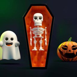 Der Happy Halloween Post im Weltenwandler Design Blog mit cuten 3D Animationen.