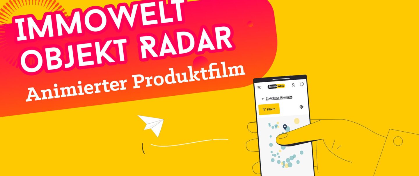 Fünf dynamische Animationsfilme für Immowelt. Ein animierter Produktfilm.