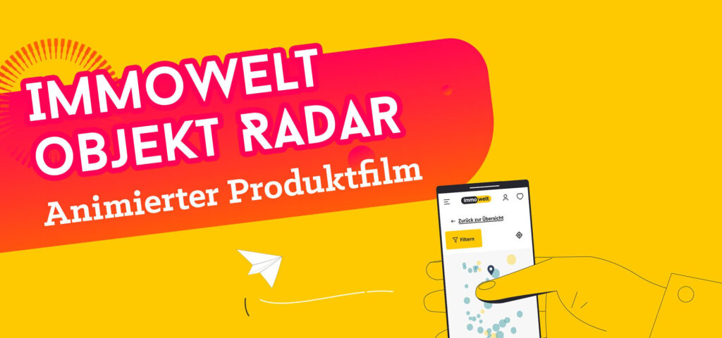 Fünf dynamische Animationsfilme für Immowelt. Ein animierter Produktfilm.