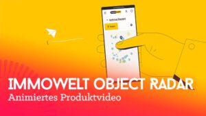 Fünf dynamische Animationsfilme für Immowelt. Ein animierter Produktfilm.
