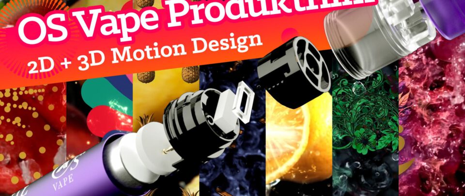 Ein animierter 3D Produktfilm Highlight für OS Vape. Mit animierten Sequenzen (Motion Graphics). Das Titelbild
