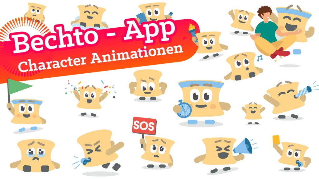Bechto-App. Mit Lotti Charakter animieren - neues Video-Thumbnail-Design