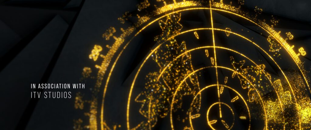 Goldenes kreisförmiges Partikelmotiv aus den Credits von Folge 5.